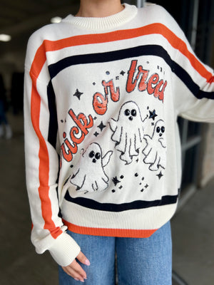 QUEEN OF SPARKLES TRICK OR TREE LS SWEATER