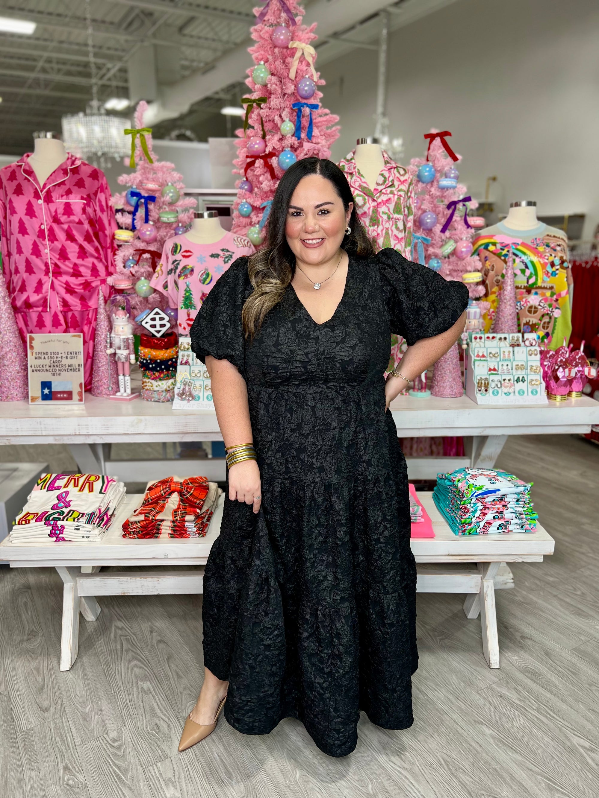 CLASSY JACQUARD MAXI TIERED DRESS