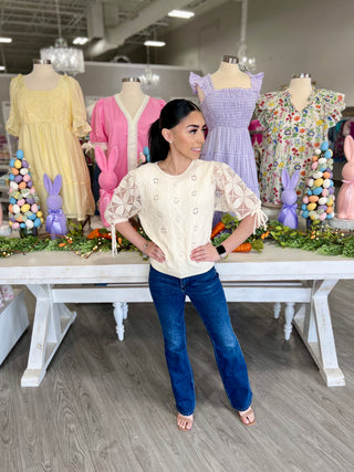 LENA CROCHET KNIT TOP