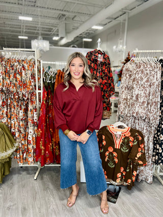 KASSIE MAHOGANY PULLOVER TOP