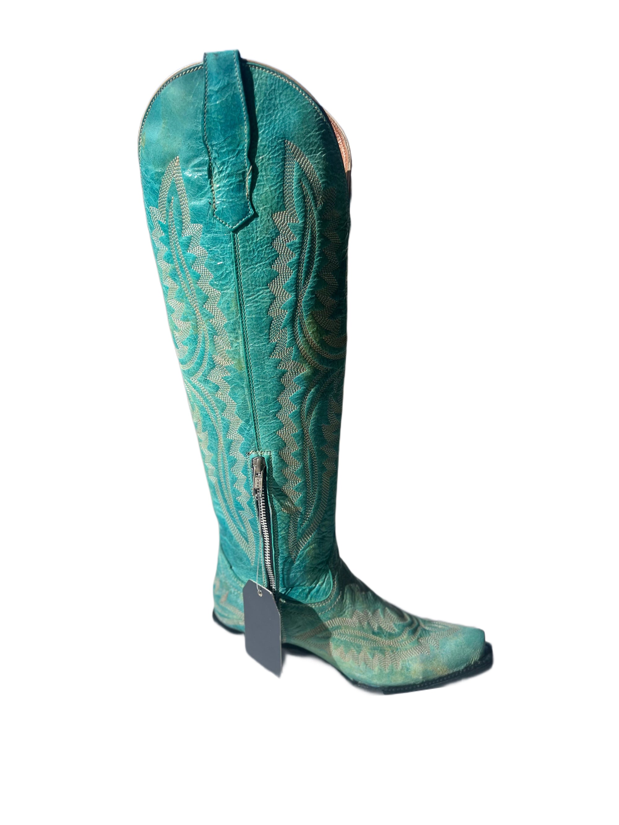 VALENTIA TURQUOISE TALL COWGIRL BOOTS
