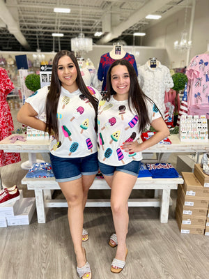 WHITE SCATTERED MULTI COLOR POPSICLE TEE