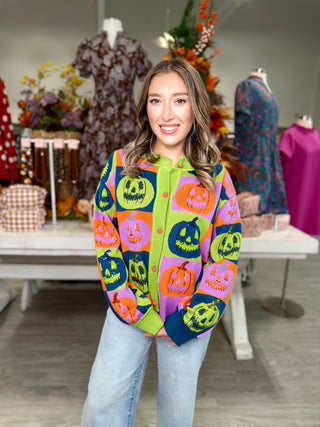 Multi Checkered Pumpkin Button Up Cardigan | Queen Of Sparkles