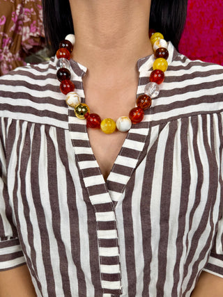 POP OF JOY CREAM/BROWN NECKLACE