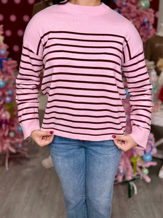 LEAH STRIPE TOP- PINK