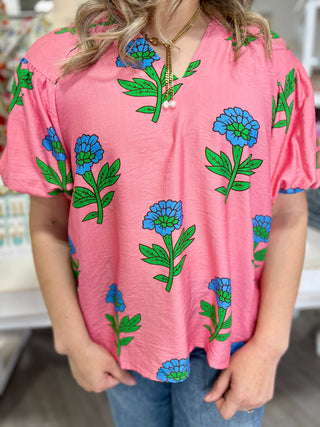 PINK FLORAL PRINT TOP