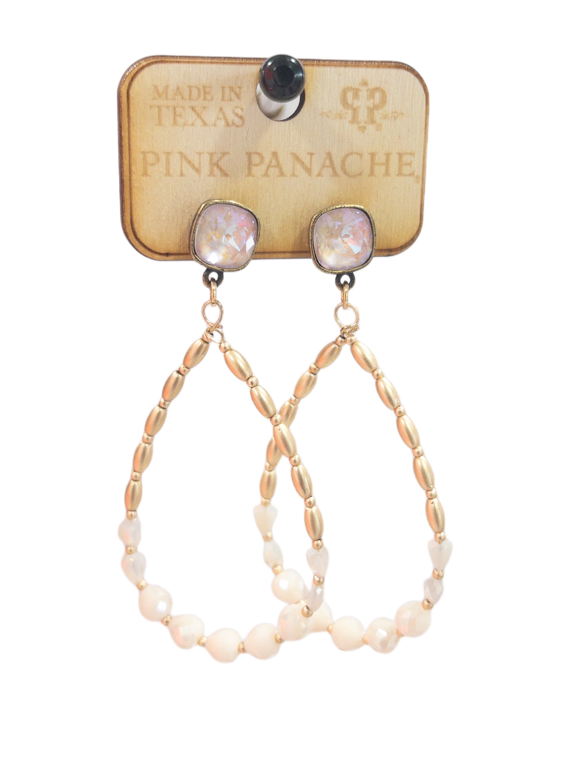 Lavender nude teardrop post earring