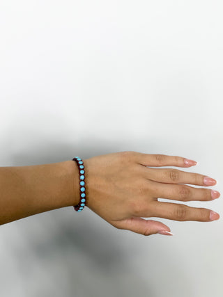 Ava Turquoise + Deep Red Enamel Stretch Bracelet - Autumn / Fall B-127