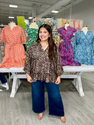 JOSIE OLIVE LEOPARD TOP