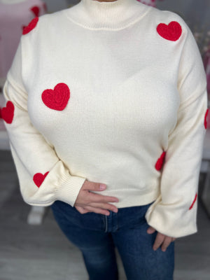 LOVE YOU MORE 3D HEART SWEATER