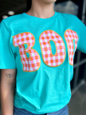 Checkered Boo Sea Green Tee