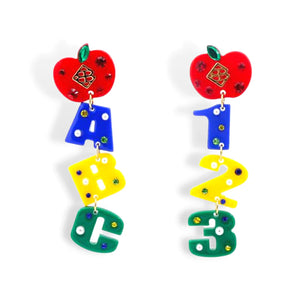 BACK TO SCHOOL ABC 123 EARRINGS