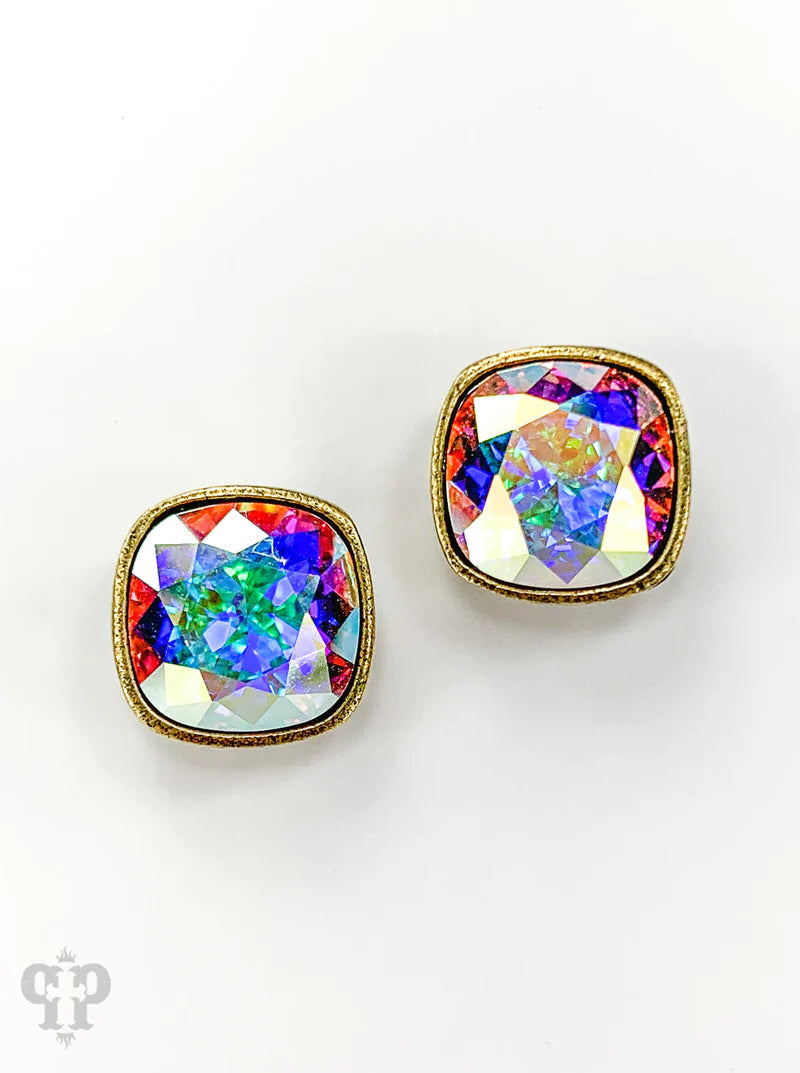 AB SQUARE CRYSTAL POST EARRING