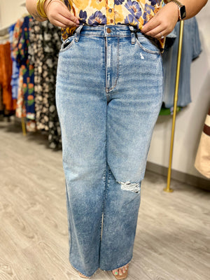 AALIYAH VINTAGE WASH WIDE LEG W DESTROY