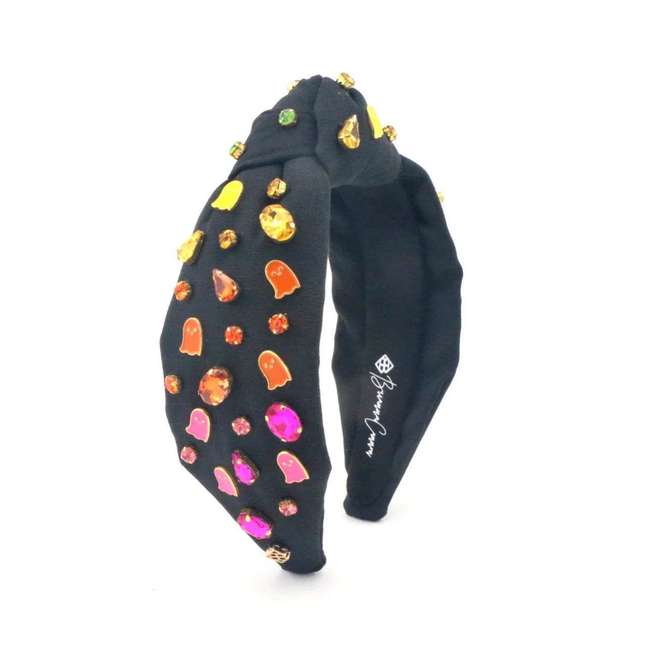 Adult Size Black Headband with Neon Ghosts & Crystals