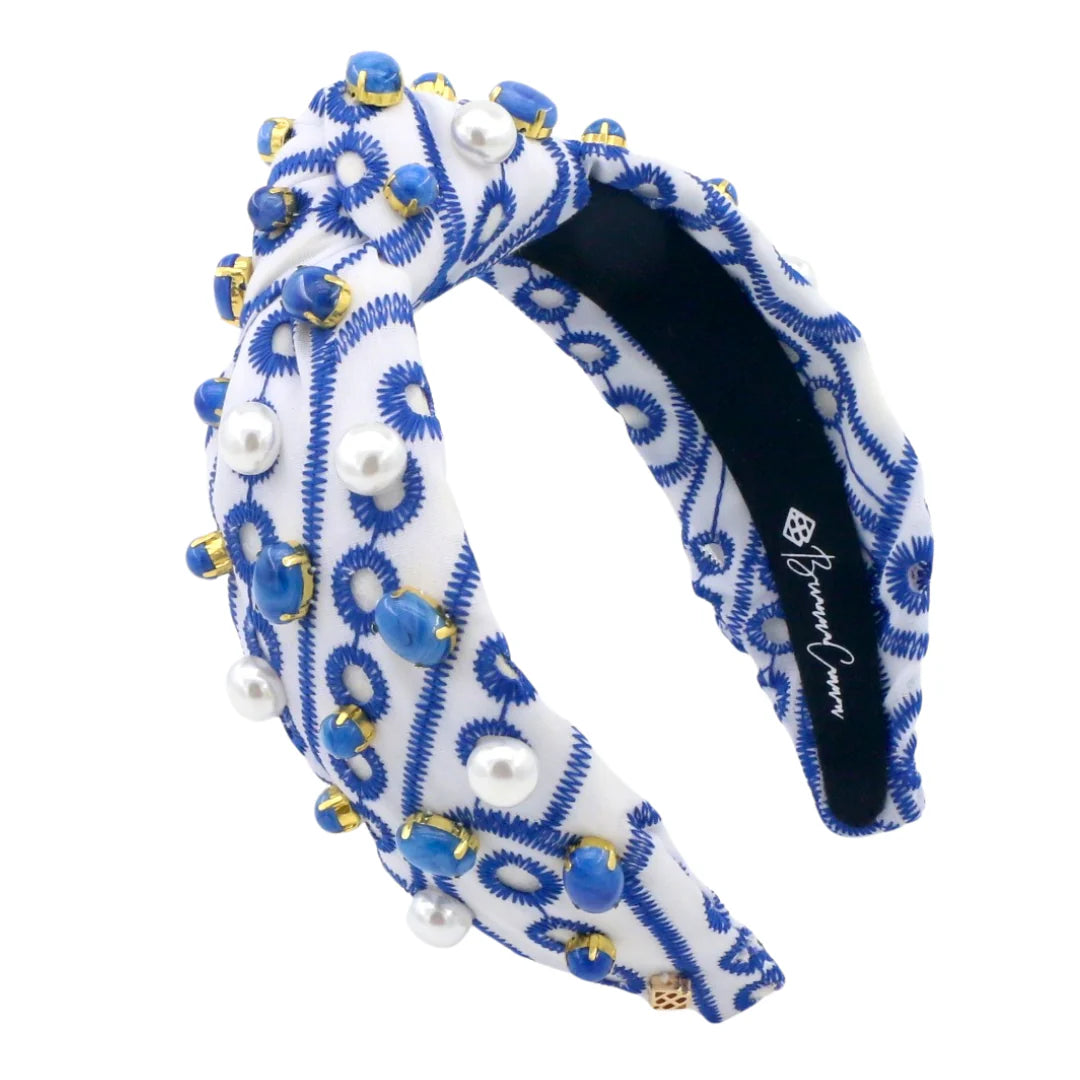 ADULT SIZE BLUE & WHITE MYKONOS EYELET HEADBAND