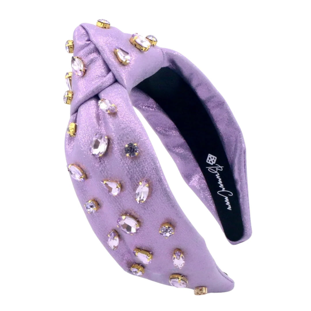 ADULT SIZE SHIMMER HEADBAND WITH HAND-SEWN CRYSTALS IN PURPLE