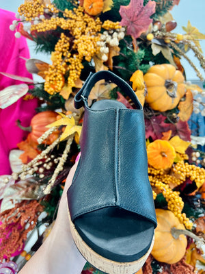 Miss Carley Black- Heel Slingback Sandals