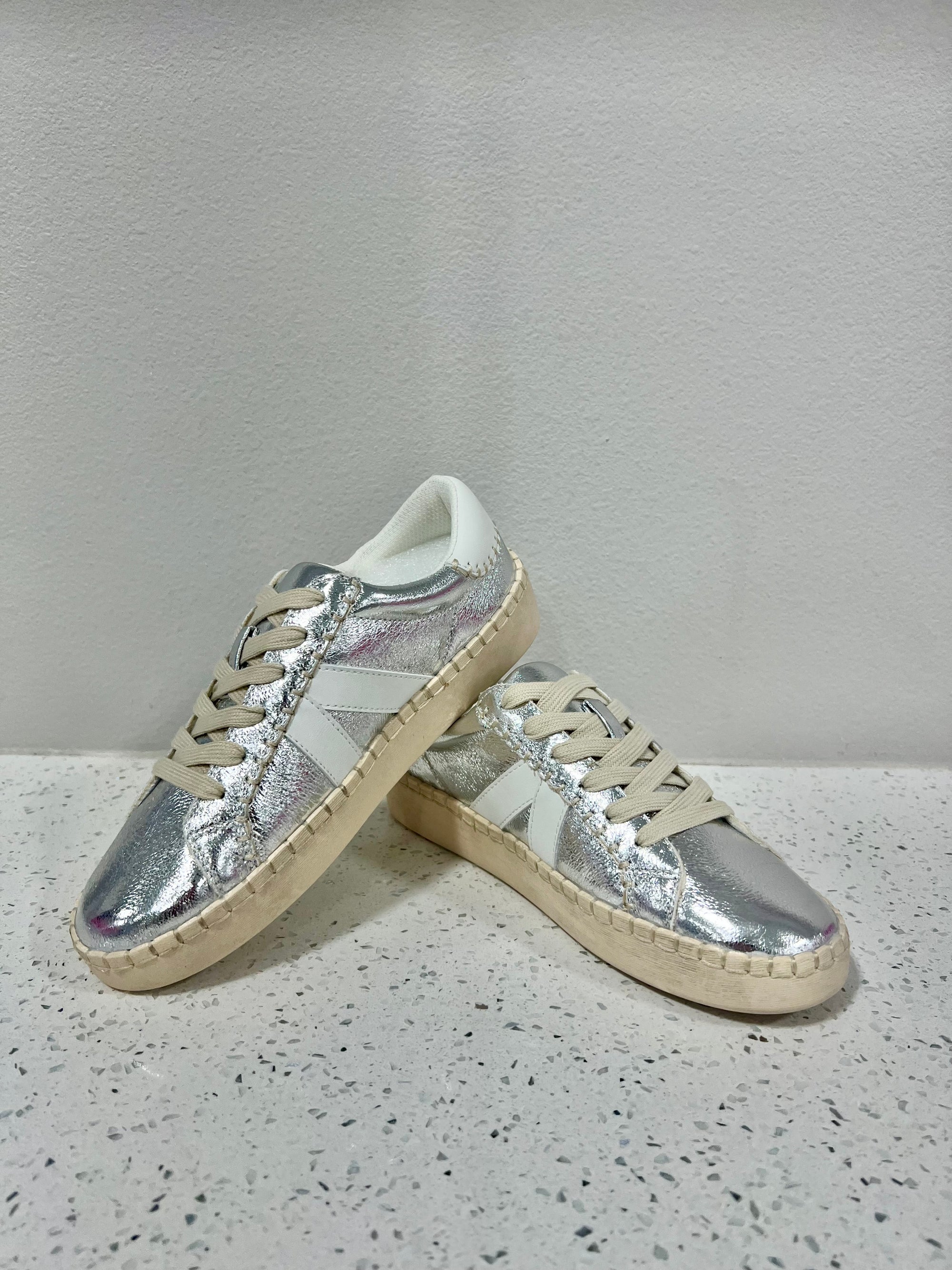 Corky's Silver Crinkle Metallic Friend Zone Sneakers