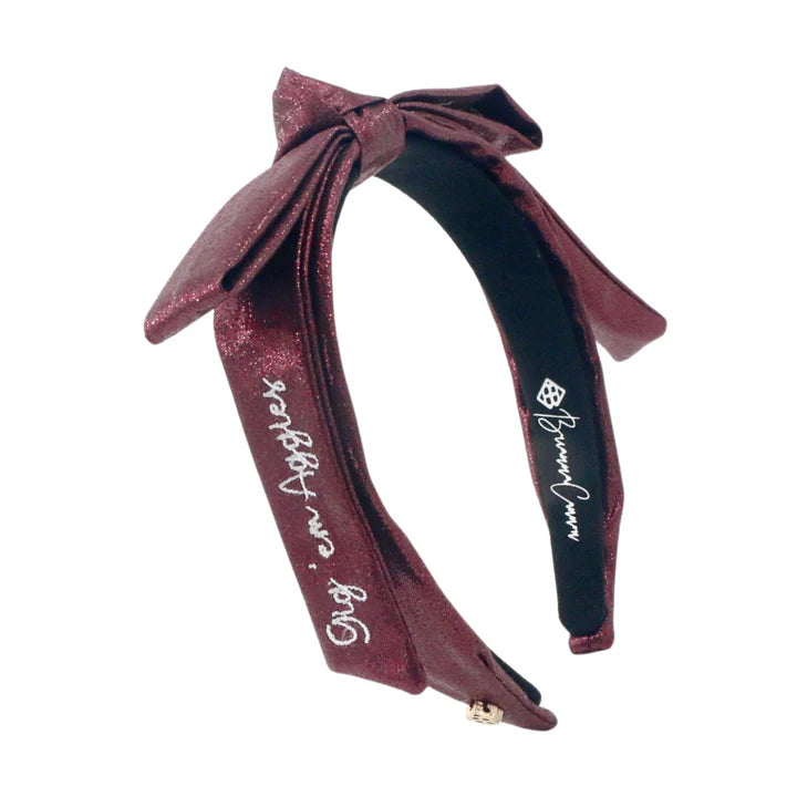 Texas A&M Maroon Thin Embroidered Ribbon Bow Headband