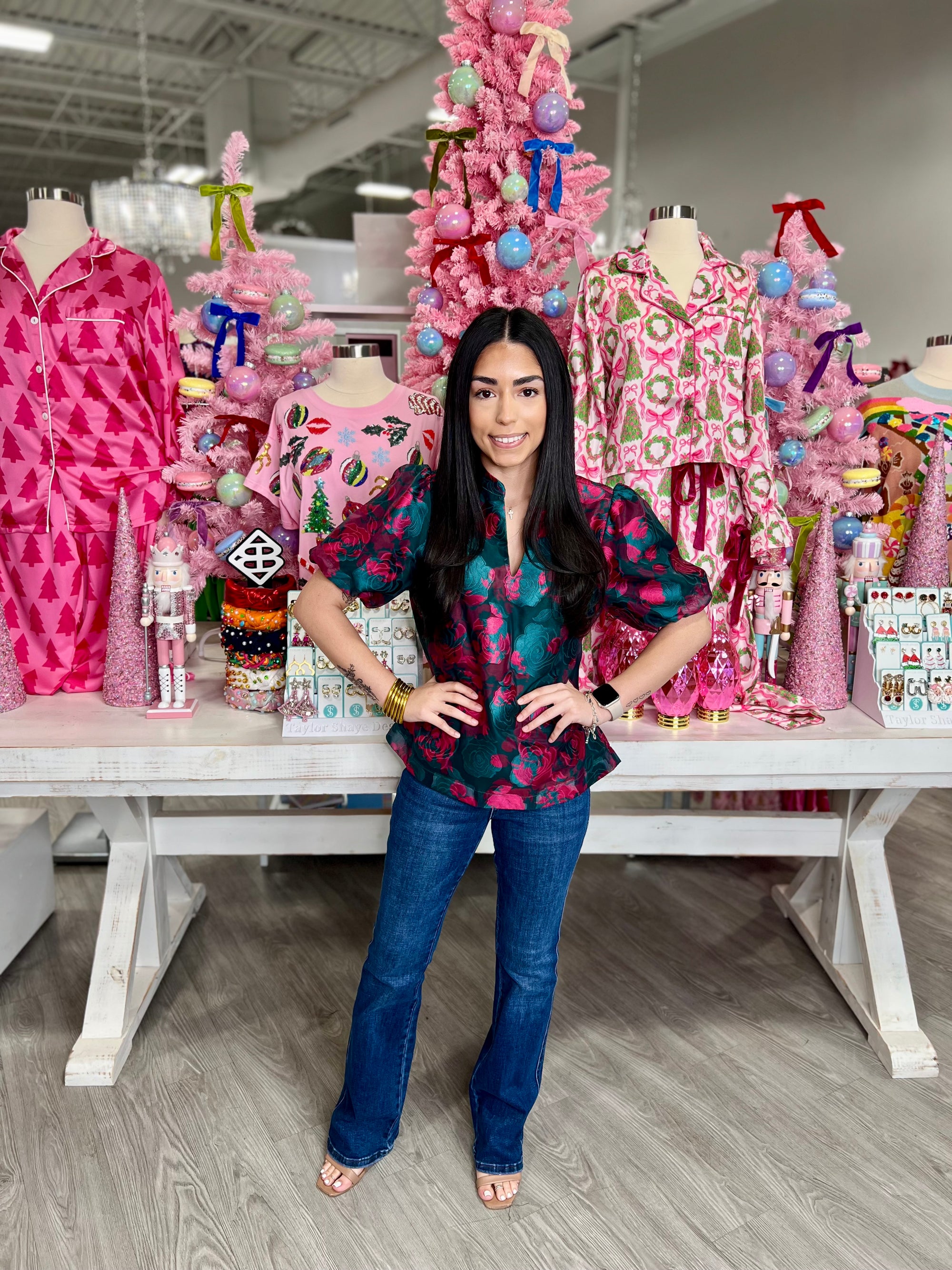 ALEXA TAVIA SPLIT NECK BLOUSE