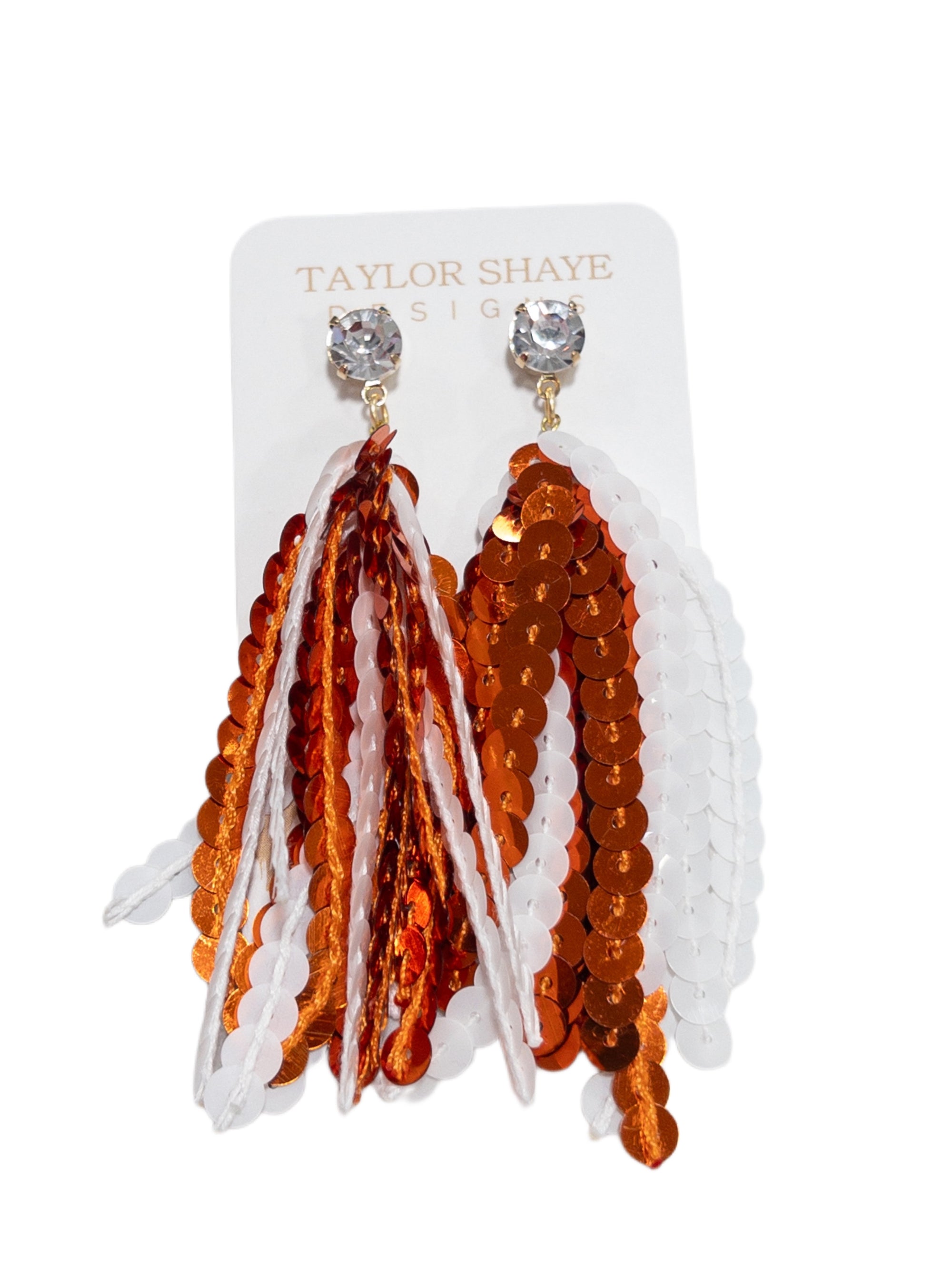 Burn orange/white Sequin Tassels