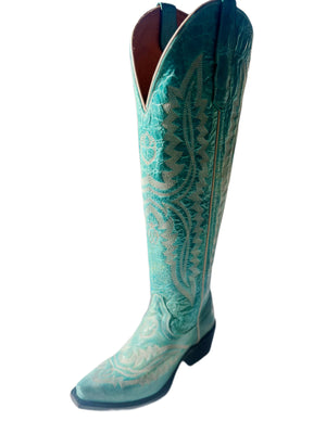 VALENTIA TURQUOISE TALL COWGIRL BOOTS
