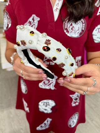 TEXAS A&M  Floral Toile Logo Headband