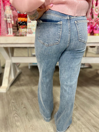 AVA HW JUDY BLUE WIDE LEG TROUSER