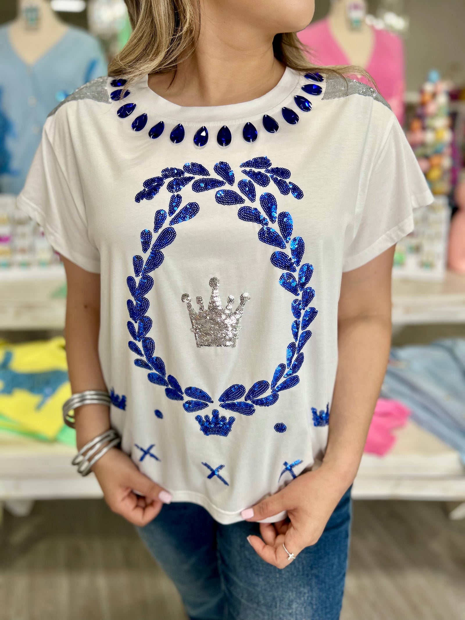 White Queen of Tequila Tee QUEEN OF SPARKLES