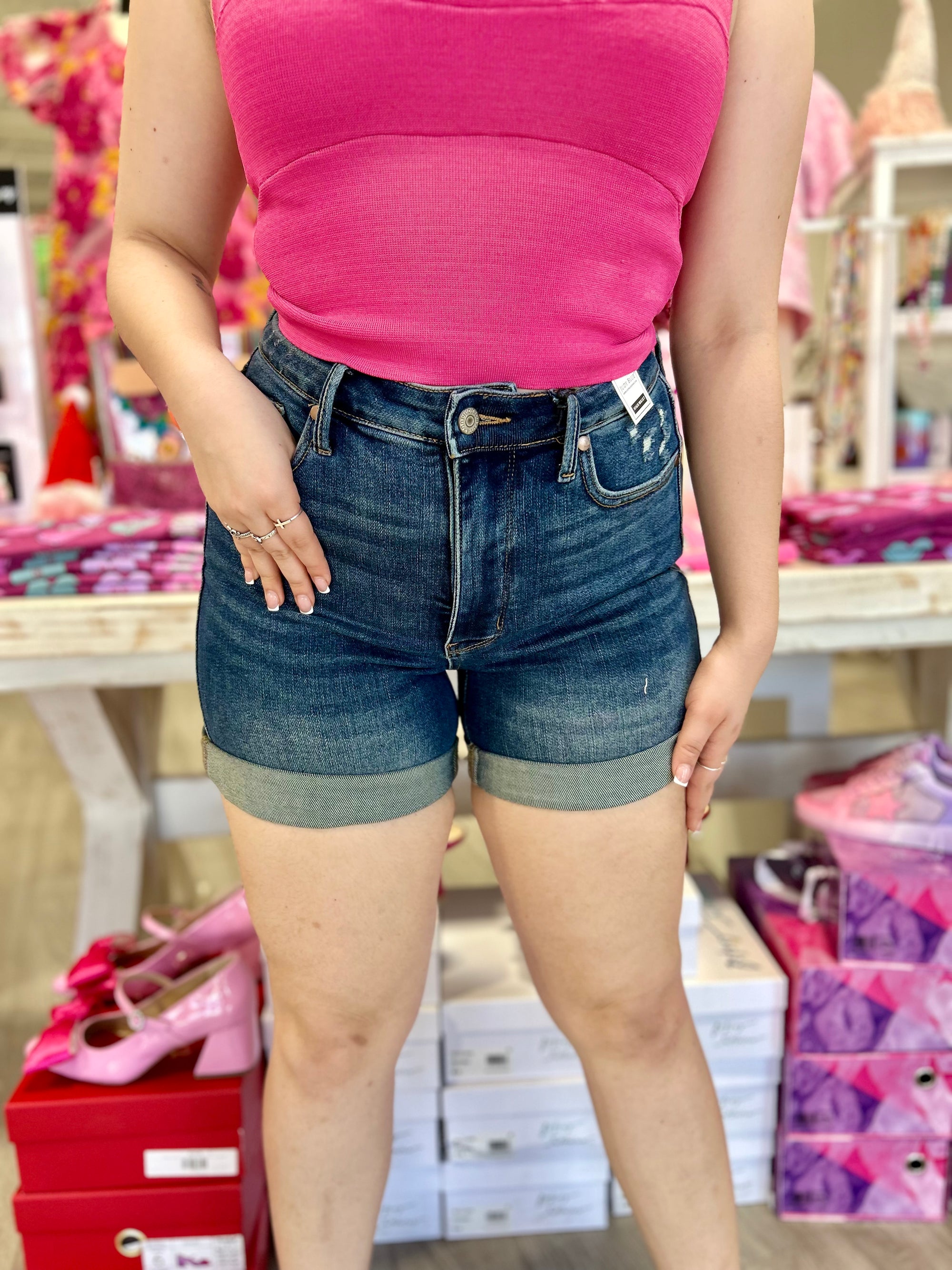 CAMELLIA HIGH WAISTED JUDY BLUE SHORTS