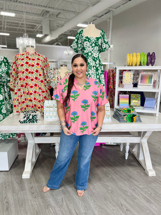 PINK FLORAL PRINT TOP