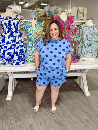 Navy Blue Polka Dot Set