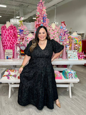 CLASSY JACQUARD MAXI TIERED DRESS