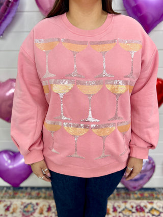PINK CHAMPAGNE TOWER SWEATSHIRT