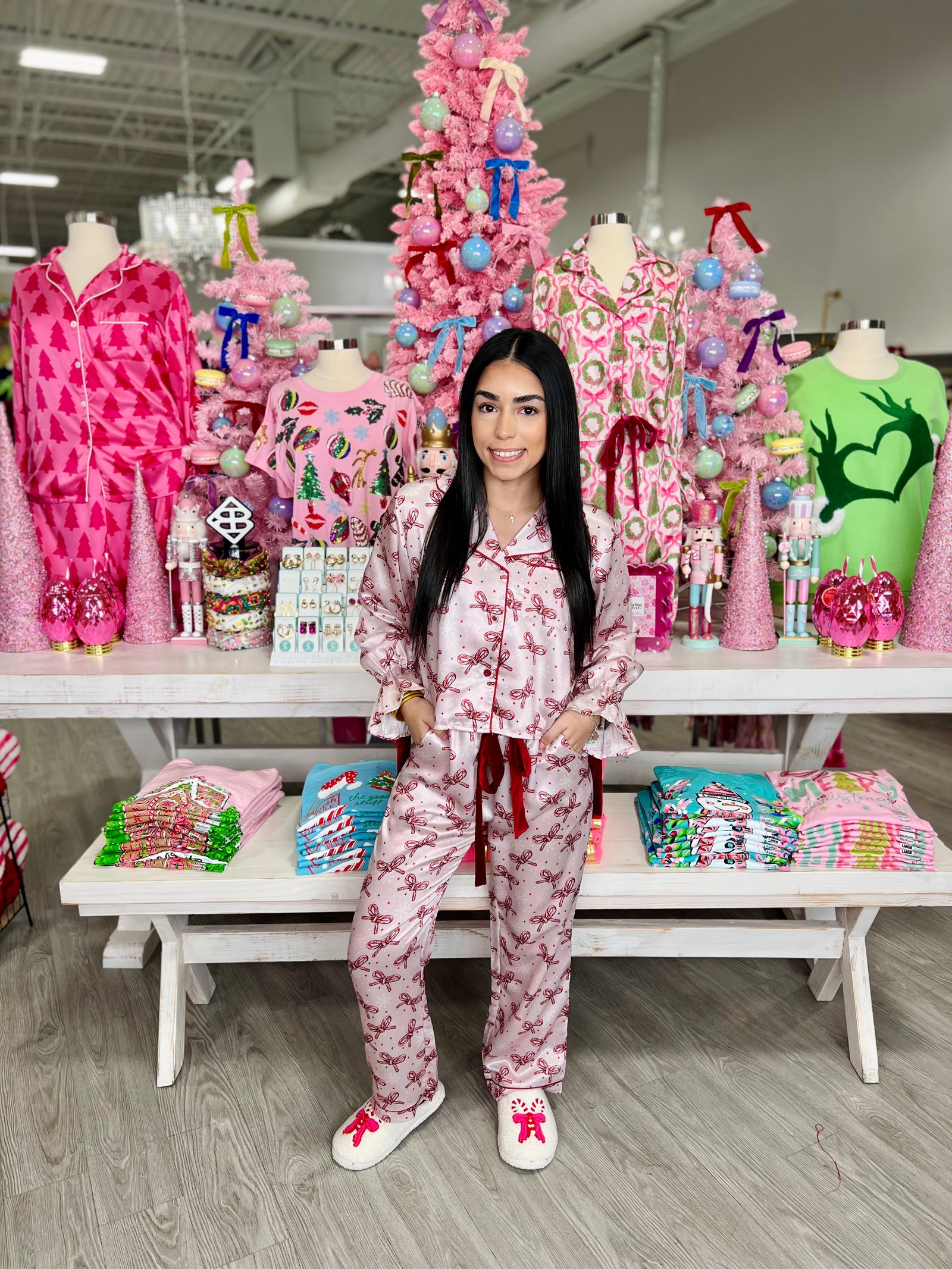 CANDY CANE BOW PJ SET