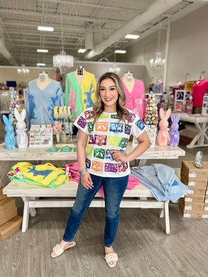 White Papel Picado Tee QUEEN OF SPARKLES