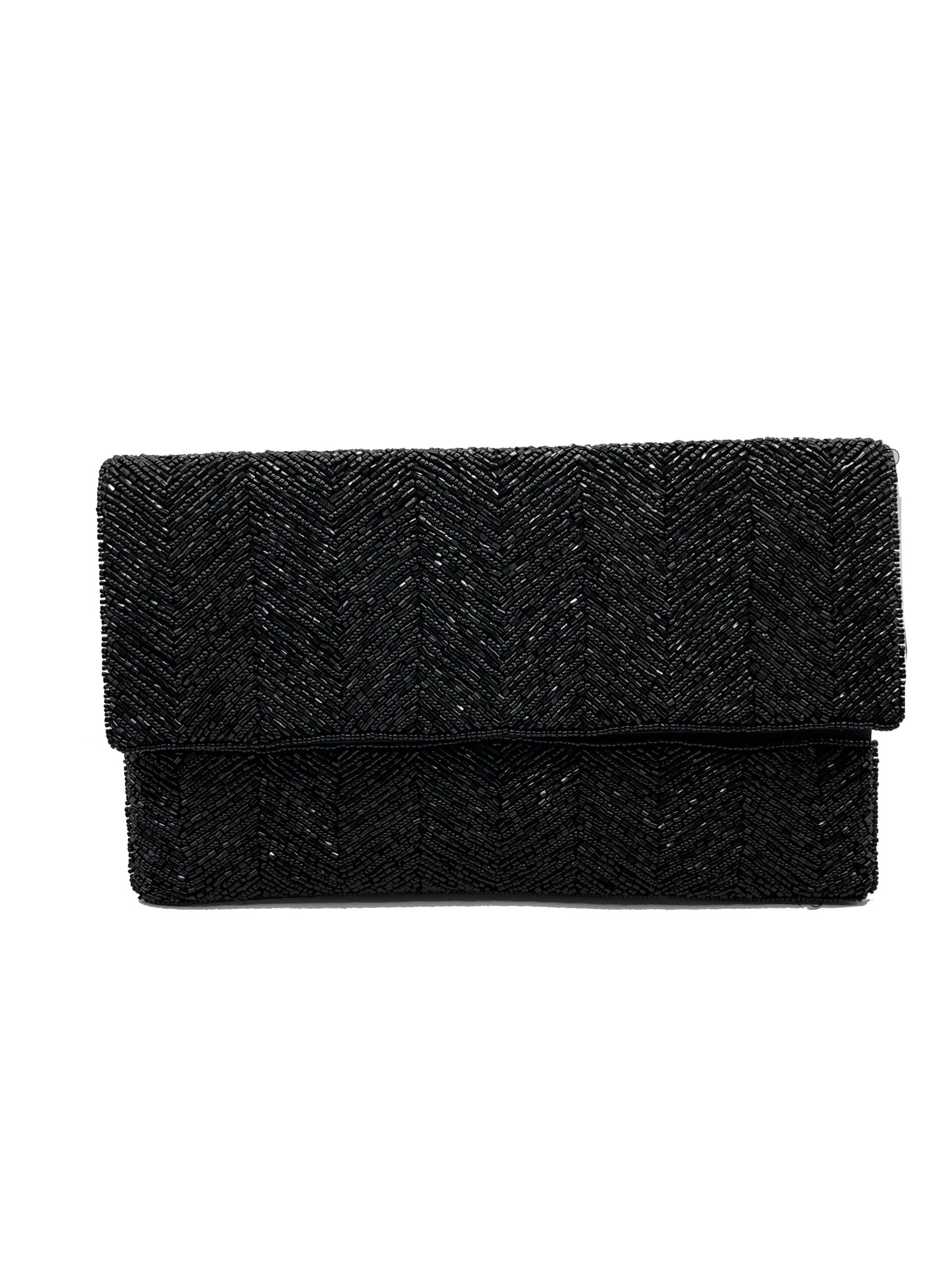 BLACK BEADED CLUTCH