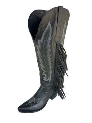 BARBAS NEGRO WIDE CALF TALL COWGIRL BOOTS