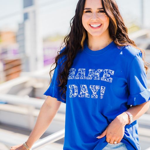 GAME DAY SPIRIT TEE BLUE WHITE