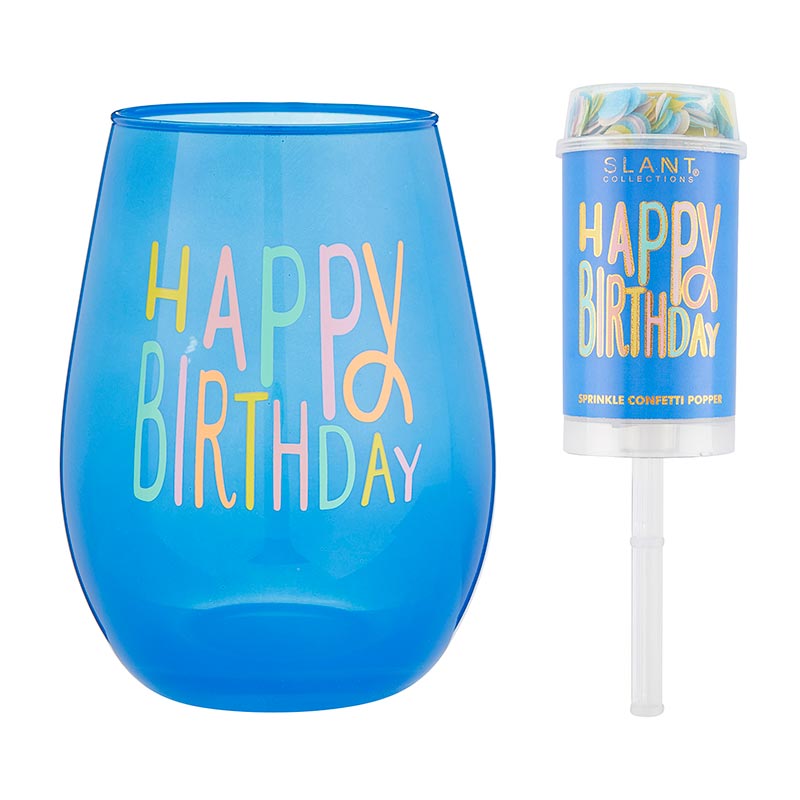 Happy Birthday Wineglass & Popper Gift Set