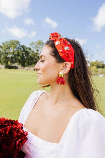 SQUARE BRIANNA CANNON ICON RED BEADED EARRINGS