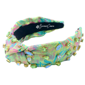 BRIANNA CANNON ADULT SIZE BRIGHT GREEN FLORAL HEADBAND WITH PINK AND BLUE