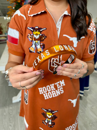 Texas Burnt Orange Thin Embroidered Headband