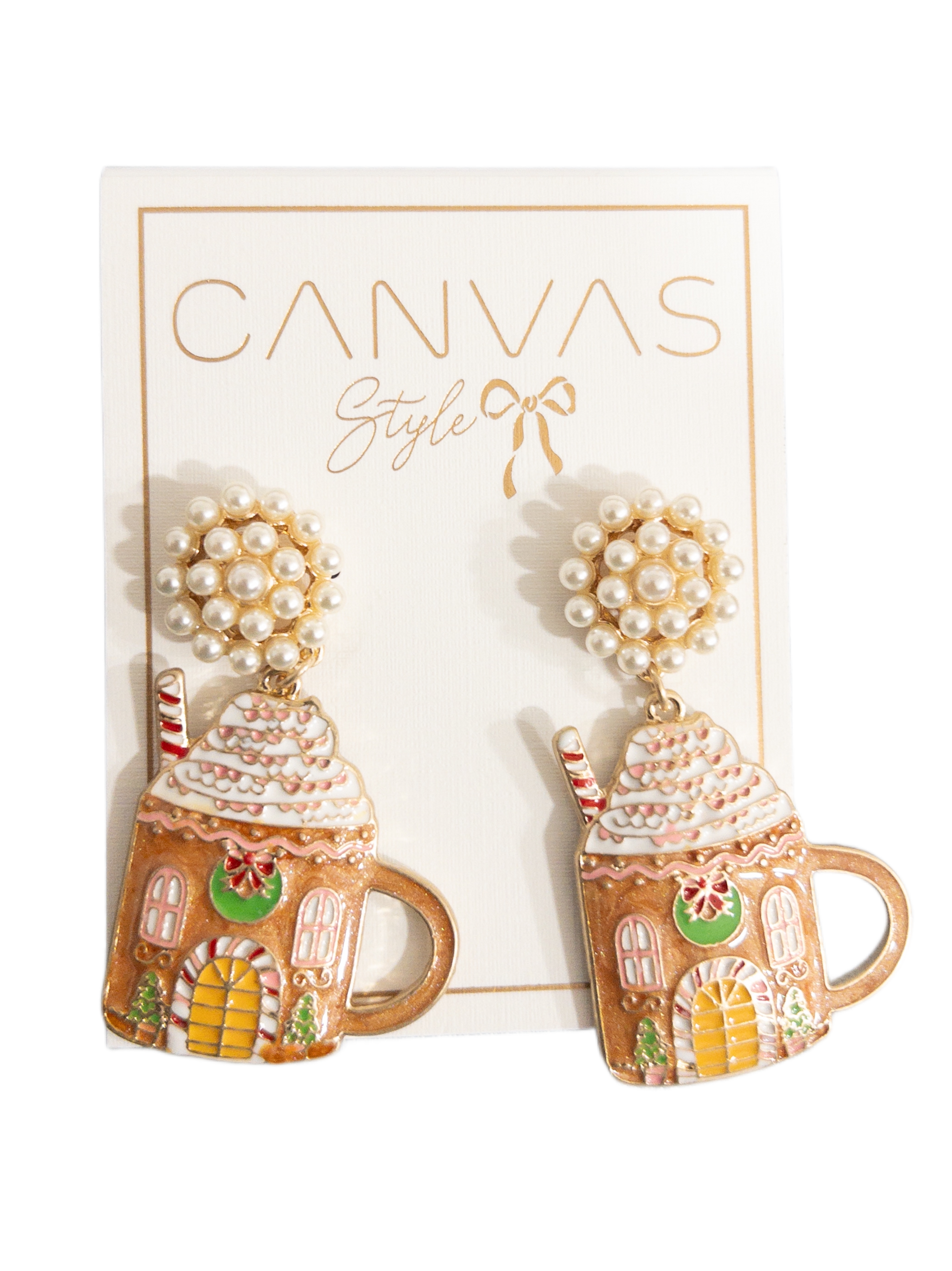 Gingerbread House Mug Enamel Earrings