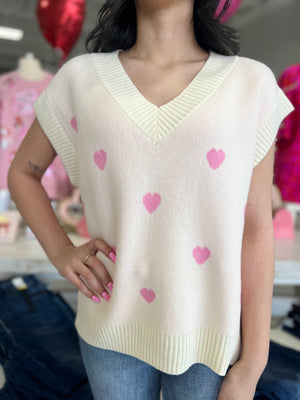 Rosie Heart Pattern Knit Sweater Vest