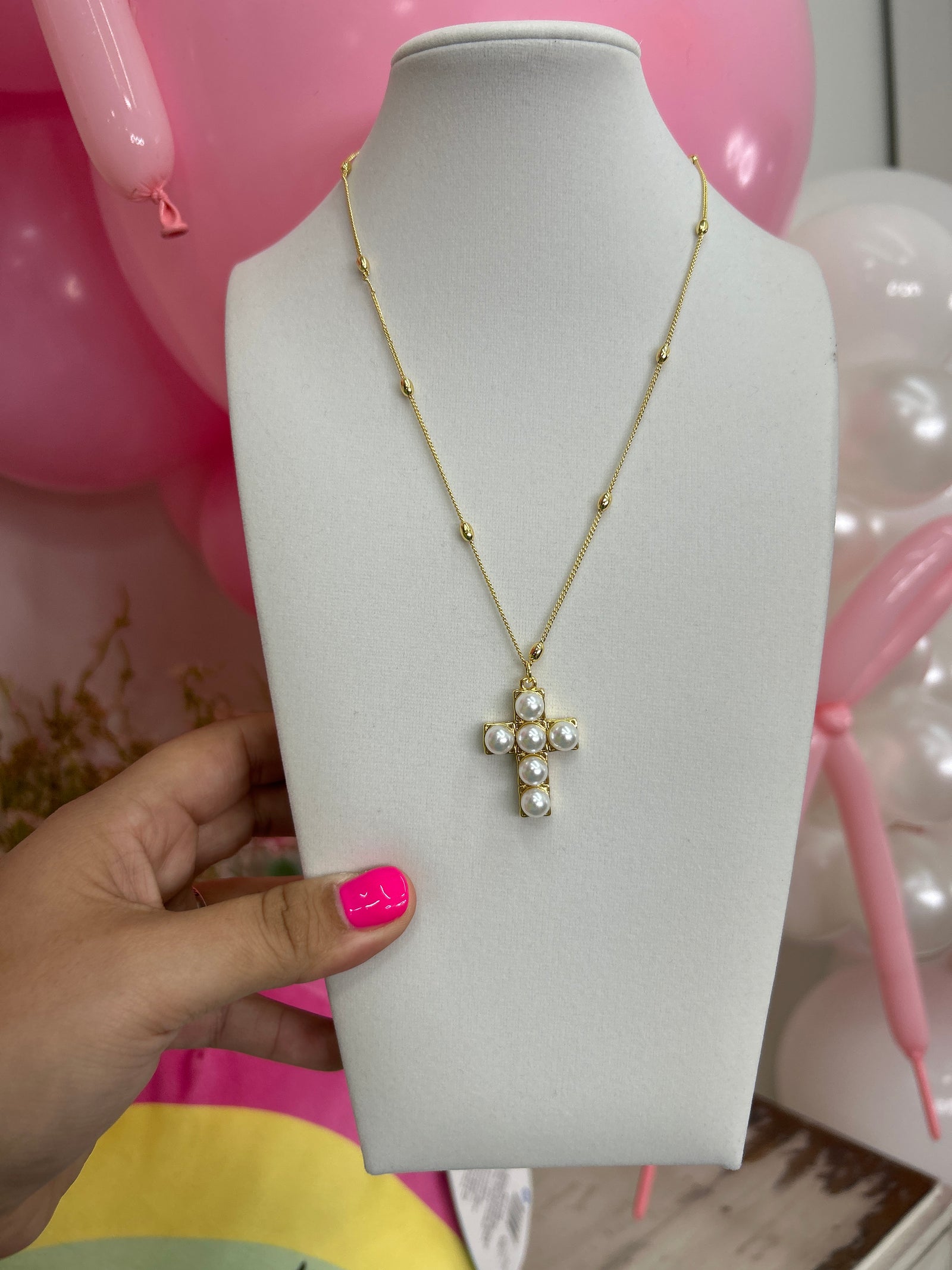 PEARL CROSS NECKLACE