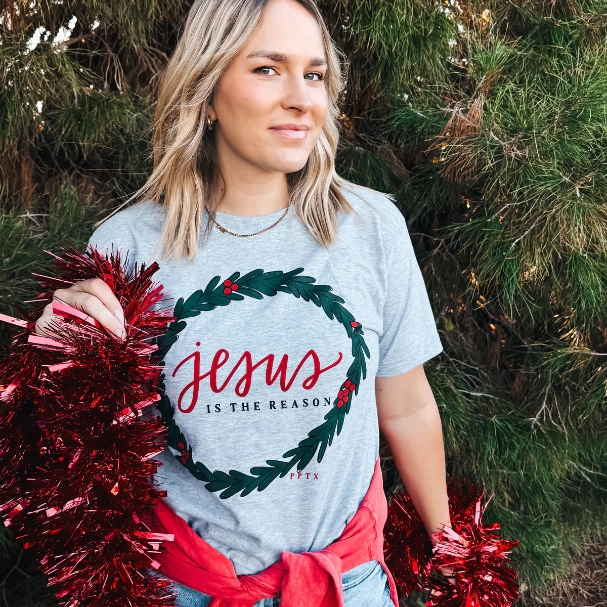 JESUS IS THE REASON GREY TEE