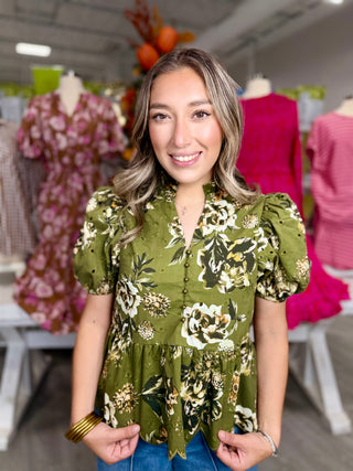 DEMI OLIVE EYELET TOP