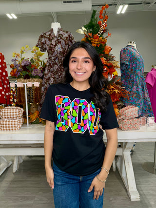BOO WITH COLORFUL GHOST TEE